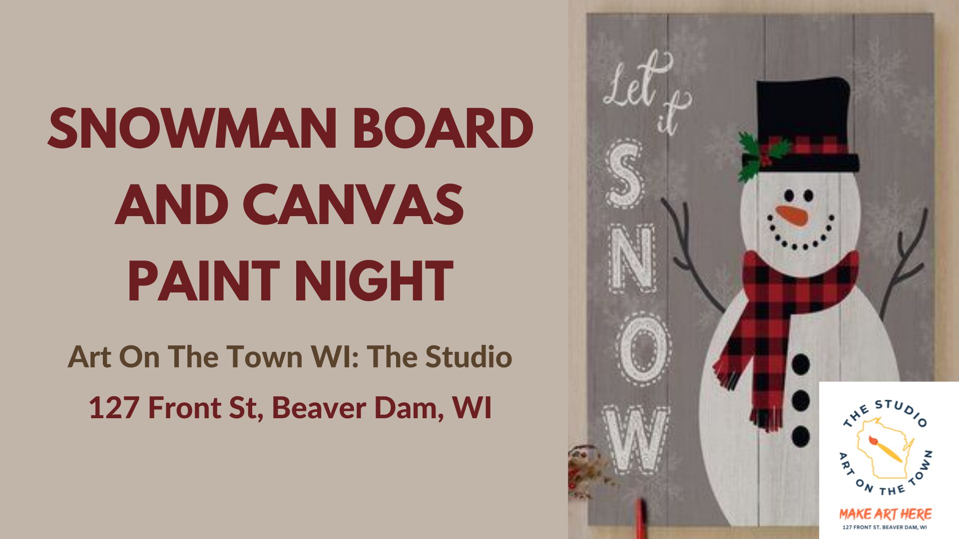 Snowman Board or Canvas Paint Night