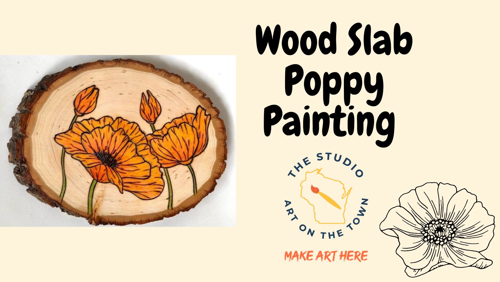 wood slab poppy painting